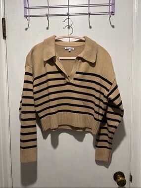 REFORMATION Francisco crop stripe polo sweater